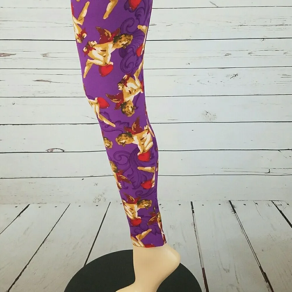Lularoe Cupid Hearts Leggings Tall & Curvy - Picture 1 of 4
